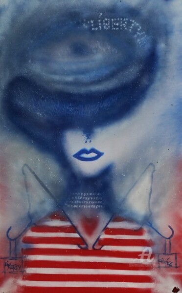 Картина под названием "ACTU USA - My body…" - Fleur Keil, Подлинное произведение искусства, Рисунок распылителем краски