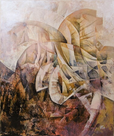 Schilderij getiteld "labyrinthe II" door Fleur Tesseraud, Origineel Kunstwerk, Acryl