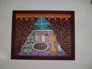 Peinture intitulée "les rideaux" par Laila Diouri, Œuvre d'art originale, Huile