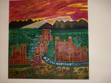 Peinture intitulée "la kasbah" par Laila Diouri, Œuvre d'art originale, Huile