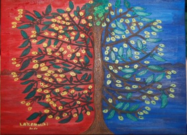 Painting titled "arbre arganier" by Laila Diouri, Original Artwork, Oil