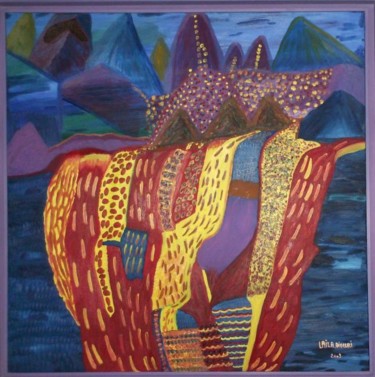 Malerei mit dem Titel "le volcan 2" von Laila Diouri, Original-Kunstwerk