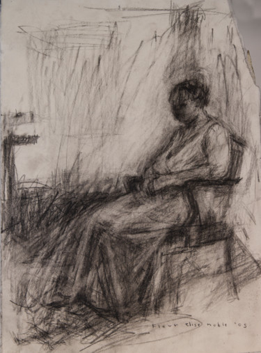 Рисунок под названием "Shari Sitting" - Fleur Elise Noble, Подлинное произведение искусства, Карандаш