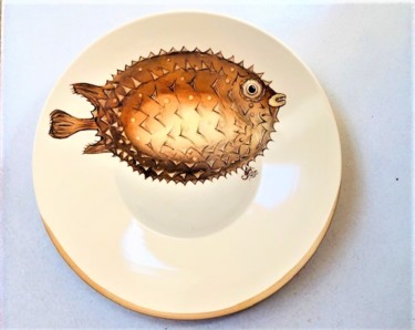 poisson lune Design intitulée "poisson lune" par Fleurlise Artiste Peintre Et Sculpteur A, Œuvre d'art originale, Art de la table