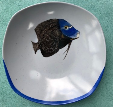 Poisson ange tropical Design intitulée "Poisson ange tropic…" par Fleurlise Artiste Peintre Et Sculpteur A, Œuvre d'art originale, Art de la table