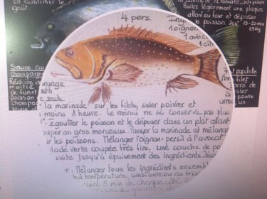 Recette du rouget Design intitulée "Recette du rouget" par Fleurlise Artiste Peintre Et Sculpteur A, Œuvre d'art originale, Art de la table