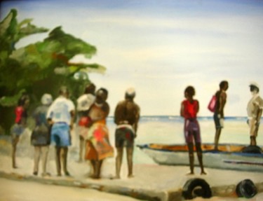 Peinture intitulée "Débarquement à îlet…" par Alain Fleury, Œuvre d'art originale