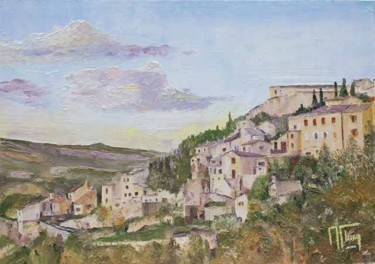 Peinture intitulée "Le village de Lurs…" par Alain Fleury, Œuvre d'art originale