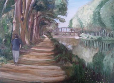 Peinture intitulée "Canal du Midi" par Alain Fleury, Œuvre d'art originale