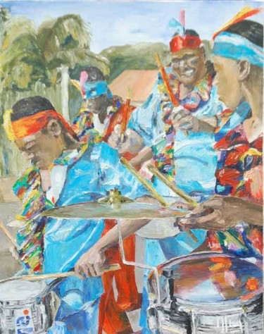 Painting titled "Carnaval de Basse T…" by Alain Fleury, Original Artwork, Oil
