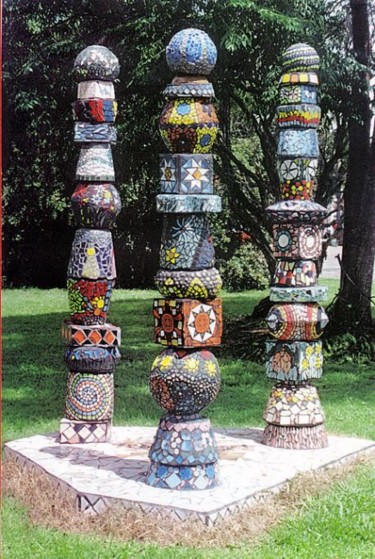 Sculpture titled "totem poles" by Felicity Wallis, Original Artwork