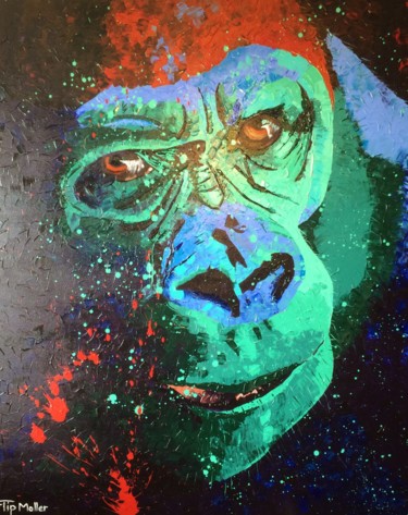 Painting titled "Gorilla" by Flip Moller, Original Artwork, Acrylic