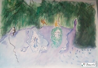 Painting titled "Mère nature" by Fbscnv, Original Artwork, Watercolor