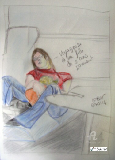 Drawing titled "femme et son enfant…" by Fbscnv, Original Artwork, Pencil