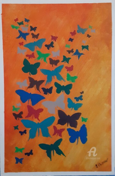 Peinture intitulée "les papillons" par Fbscnv, Œuvre d'art originale, Acrylique