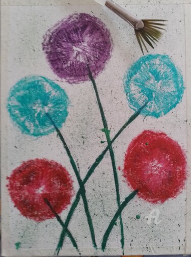 Peinture intitulée "test flowers" par Fbscnv, Œuvre d'art originale, Acrylique