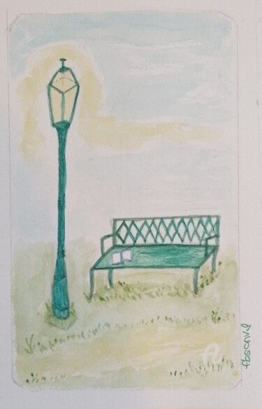 Painting titled "jardin monochrome" by Fbscnv, Original Artwork, Watercolor
