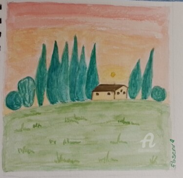 Peinture intitulée "la maison sur la co…" par Fbscnv, Œuvre d'art originale, Aquarelle