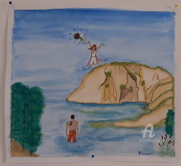 Painting titled "Le saut" by Fbscnv, Original Artwork, Watercolor