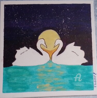 Painting titled "Le cygne" by Fbscnv, Original Artwork, Acrylic