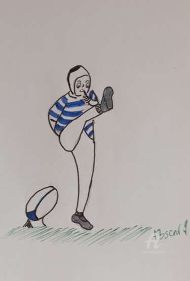 Schilderij getiteld "le rugbyman" door Fbscnv, Origineel Kunstwerk, Potlood