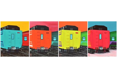 Malerei mit dem Titel "SERIAL TRAIN : Glac…" von Flo.Lysine, Original-Kunstwerk, Acryl Auf Keilrahmen aus Holz montiert