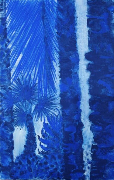 Peinture intitulée "Indigo Blues 7" par Flo.Lysine, Œuvre d'art originale, Pigments Monté sur Châssis en bois