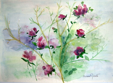 绘画 标题为“Aquarelle de roses…” 由Florence Mignot, 原创艺术品, 水彩