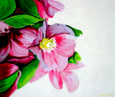 Painting titled "Roses de Noël" by Florence Mignot, Original Artwork, Acrylic