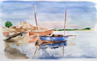 绘画 标题为“Aquarelle bateaux” 由Florence Mignot, 原创艺术品, 水彩