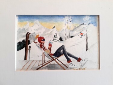 Malerei mit dem Titel "Pause aux sports d'…" von Florence Mignot, Original-Kunstwerk, Aquarell