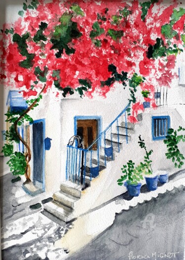 Painting titled "Aquarelle ruelle du…" by Florence Mignot, Original Artwork, Watercolor