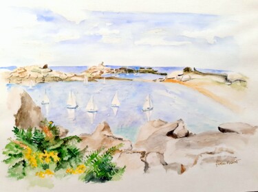 Painting titled "Aquarelle voiliers…" by Florence Mignot, Original Artwork, Watercolor