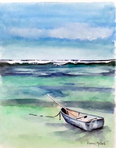 Peinture intitulée "Aquarelle barque au…" par Florence Mignot, Œuvre d'art originale, Aquarelle
