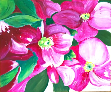 Malerei mit dem Titel "Roses rouges" von Florence Mignot, Original-Kunstwerk, Acryl