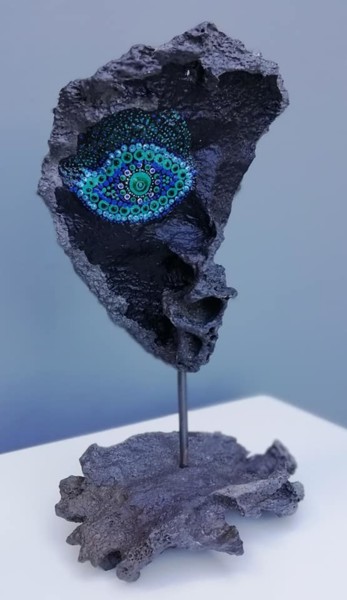 Sculpture intitulée "L'oeil de CAEN" par Flod, Œuvre d'art originale, Acrylique
