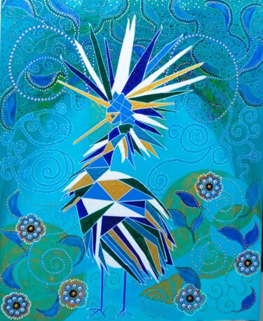 Painting titled "BLUE BIRD" by Flod, Original Artwork, Acrylic
