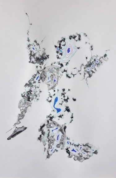 Dessin intitulée "Mer au loin" par Florence Faure, Œuvre d'art originale, Encre