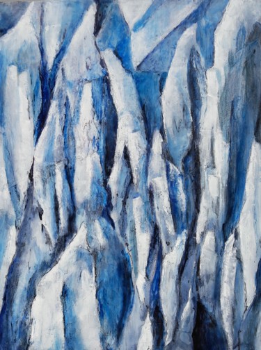 Painting titled "Glacier" by Florence Faure, Original Artwork, Oil