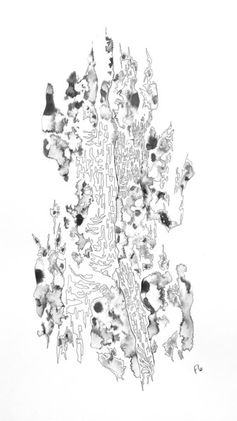 Dessin intitulée "Sillons du bois" par Florence Faure, Œuvre d'art originale, Encre