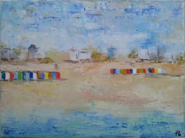 Peinture intitulée "Cabanes de plage" par Florence Faure, Œuvre d'art originale