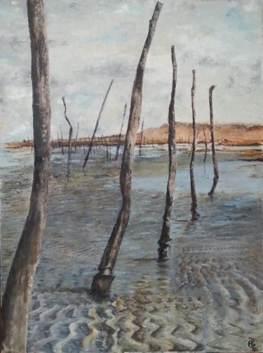 Painting titled "Marée Basse" by Florence Faure, Original Artwork, Oil