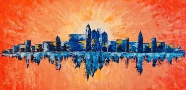 Peinture paysage urbain abstrait acrylique déco Viormilya Peinture intitulée "Peinture paysage ur…" par Florence Féraud-Aiglin, Œuvre d'art originale, Acrylique