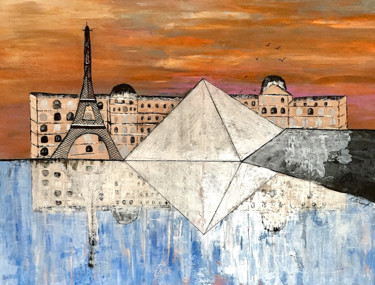 Peinture paysage urbain abstrait acrylique déco Normina Peinture intitulée "Peinture paysage ur…" par Florence Féraud-Aiglin, Œuvre d'art originale, Acrylique