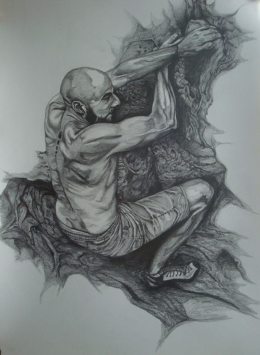 Disegno intitolato "noir et blanc" da Flog, Opera d'arte originale, Grafite