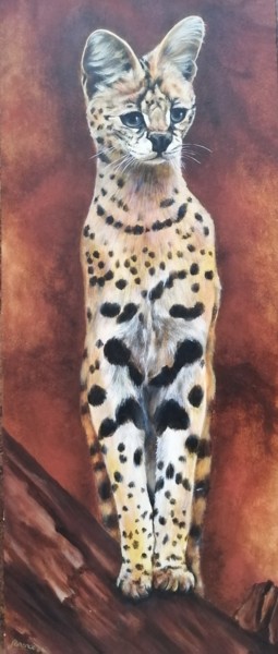 Schilderij getiteld "serval" door Cyndélie, Origineel Kunstwerk, Acryl