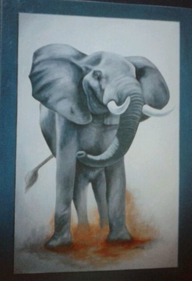 Malerei mit dem Titel "éléphant" von Cyndélie, Original-Kunstwerk, Acryl