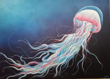 Peinture intitulée "méduse" par Cyndélie, Œuvre d'art originale, Acrylique