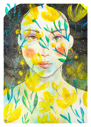 Peinture intitulée "Anemone" par Flora Cefalo, Œuvre d'art originale, Aquarelle