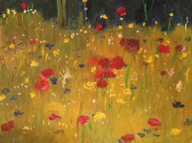 Pintura titulada "Coquelicot mon âme" por Anne Flora De Negroni, Obra de arte original